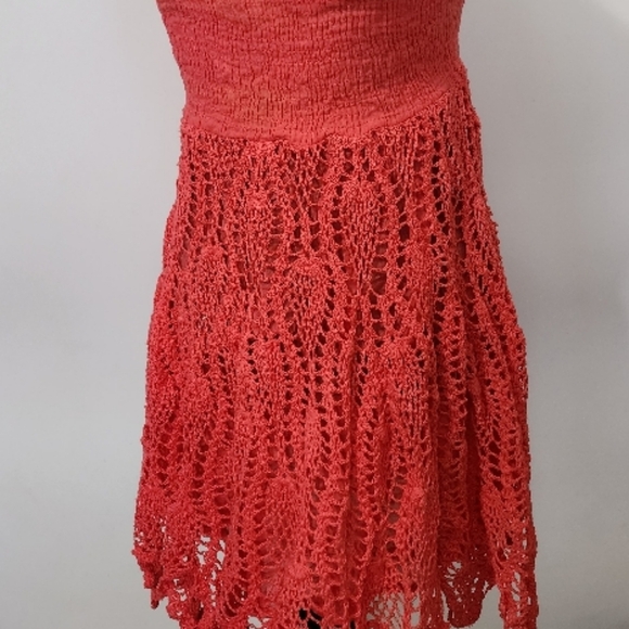Coral crochet Strapless Sundress - Picture 5 of 12